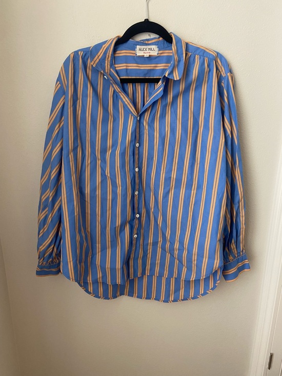 Alex Mill Tops - Alex Mill Wash & Go Striped Button Down Shirt Blue Orange Cotton Women’s M
